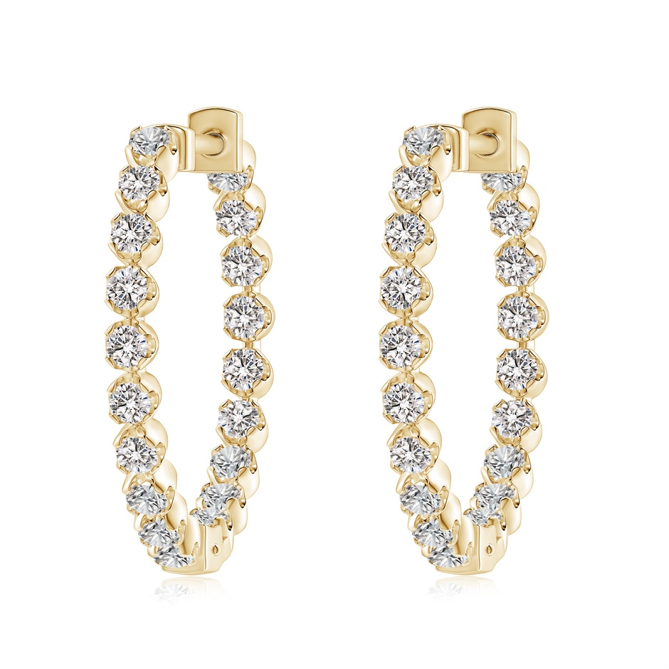 2.1mm IJI1I2 Floating Diamond Inside-Out Hoop Earrings in Yellow Gold 