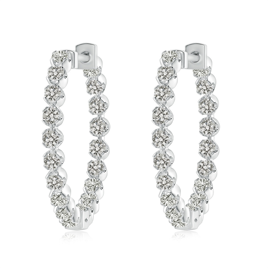 2.1mm KI3 Floating Diamond Inside-Out Hoop Earrings in White Gold 