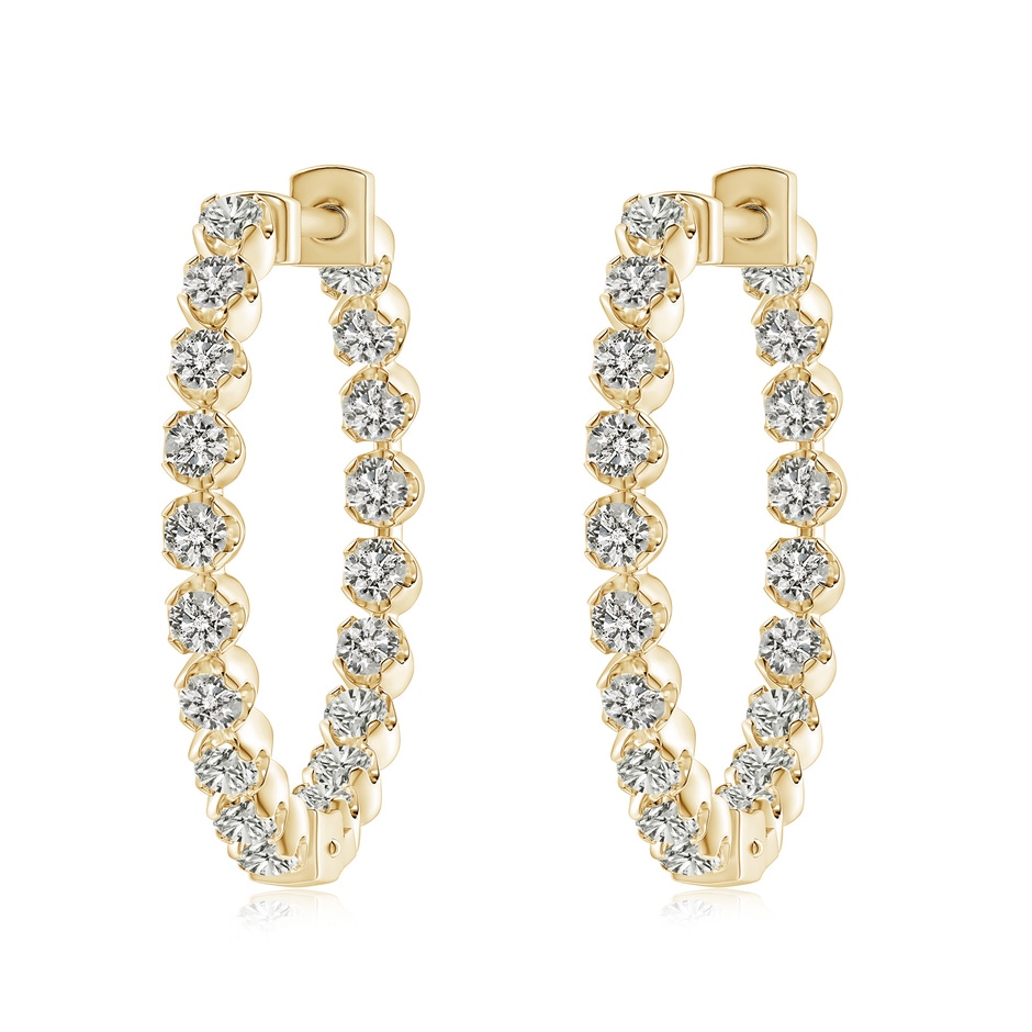 2.1mm KI3 Floating Diamond Inside-Out Hoop Earrings in Yellow Gold 