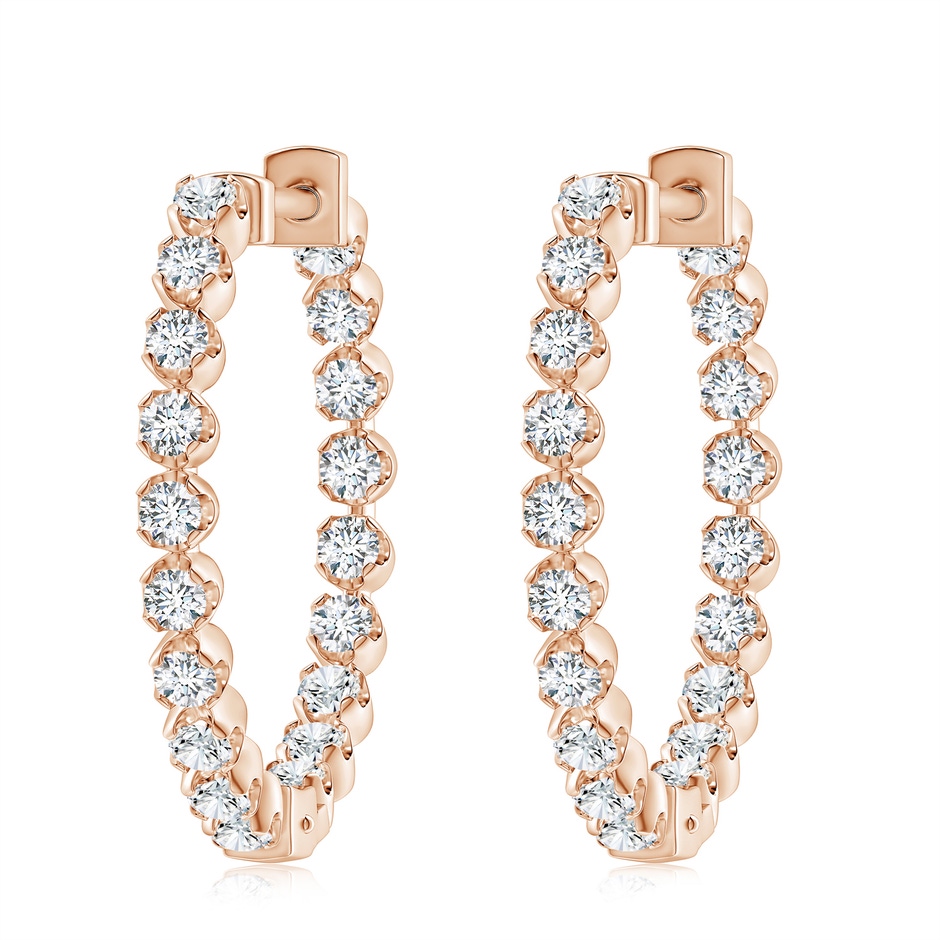 2.3mm GVS2 Floating Diamond Inside-Out Hoop Earrings in 18K Rose Gold 