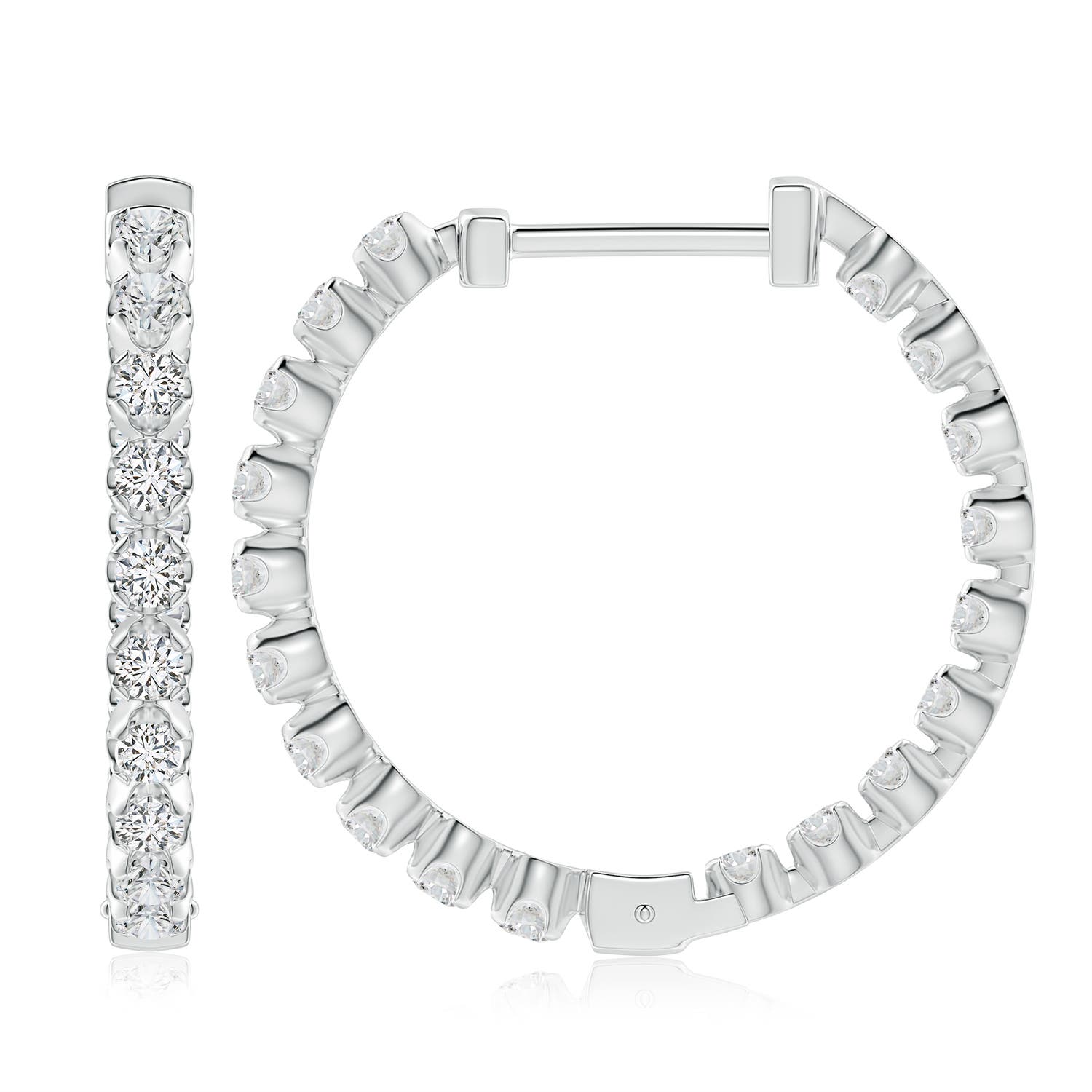 2.3mm HSI2 Floating Diamond Inside-Out Hoop Earrings in 18K White Gold