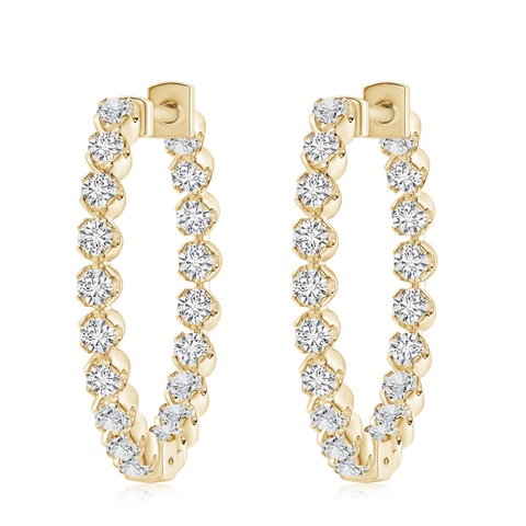 2.3mm HSI2 Floating Diamond Inside-Out Hoop Earrings in 18K Yellow Gold