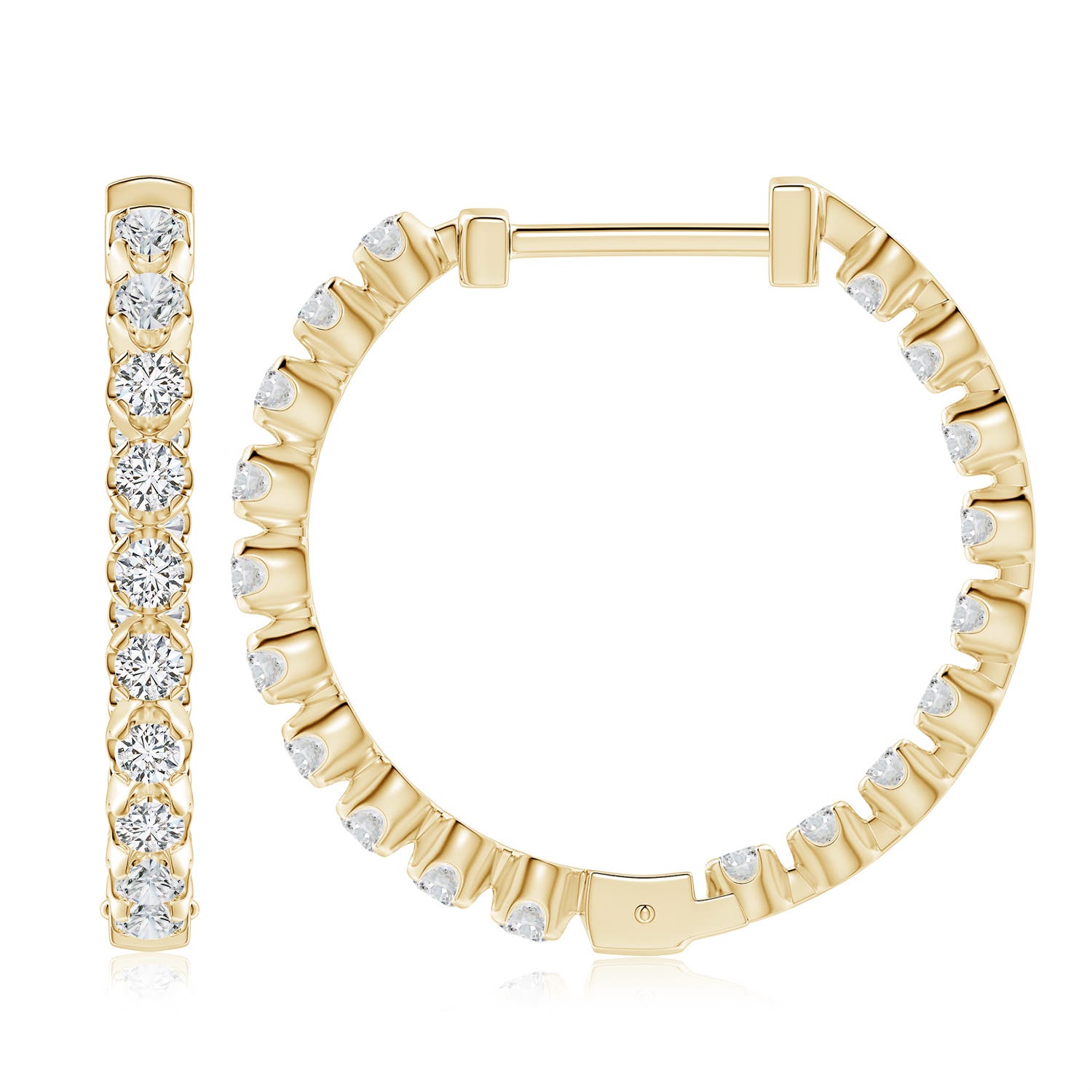 2.3mm HSI2 Floating Diamond Inside-Out Hoop Earrings in 18K Yellow Gold