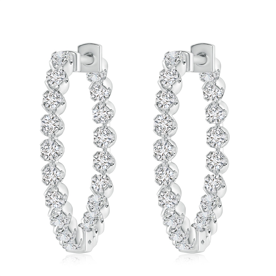 2.3mm HSI2 Floating Diamond Inside-Out Hoop Earrings in White Gold 