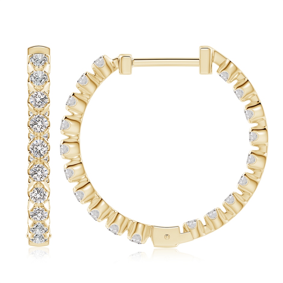 2.3mm IJI1I2 Floating Diamond Inside-Out Hoop Earrings in Yellow Gold side 199