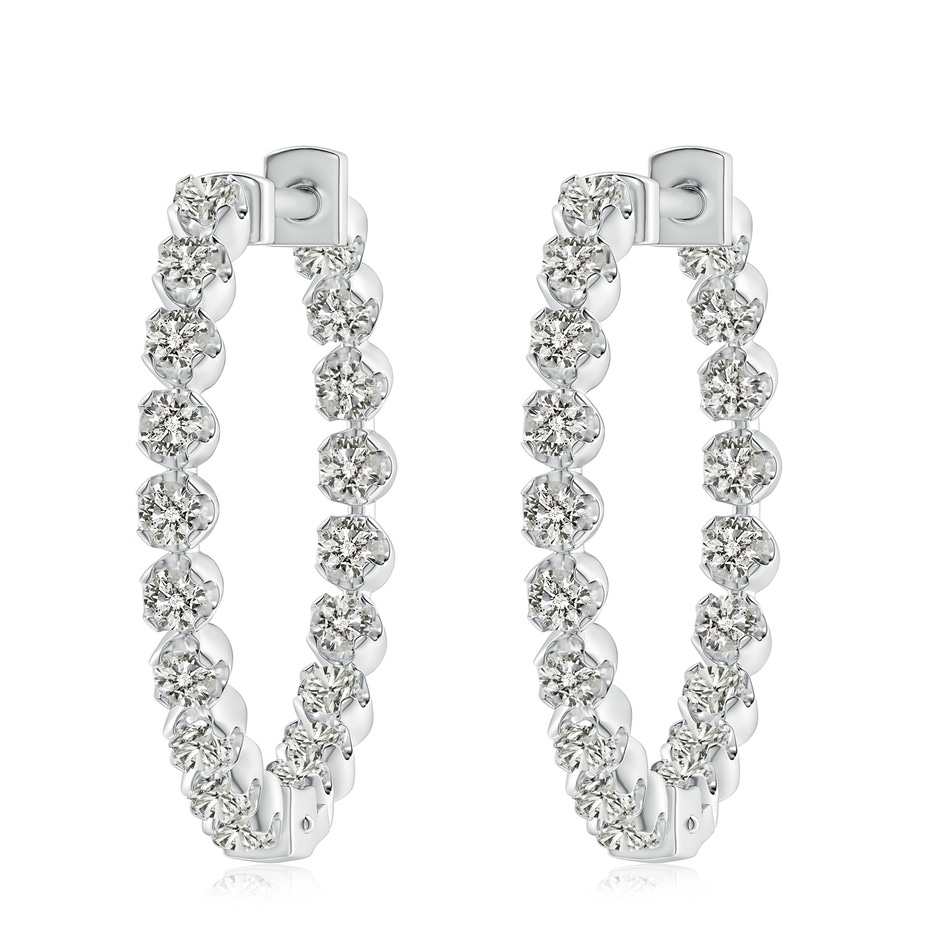 2.3mm KI3 Floating Diamond Inside-Out Hoop Earrings in White Gold 