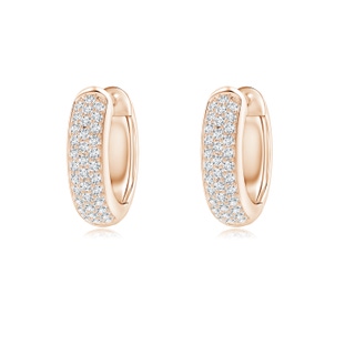 0.95mm GVS2 Diamond Triple-Row Huggie Hoop Earrings in Rose Gold