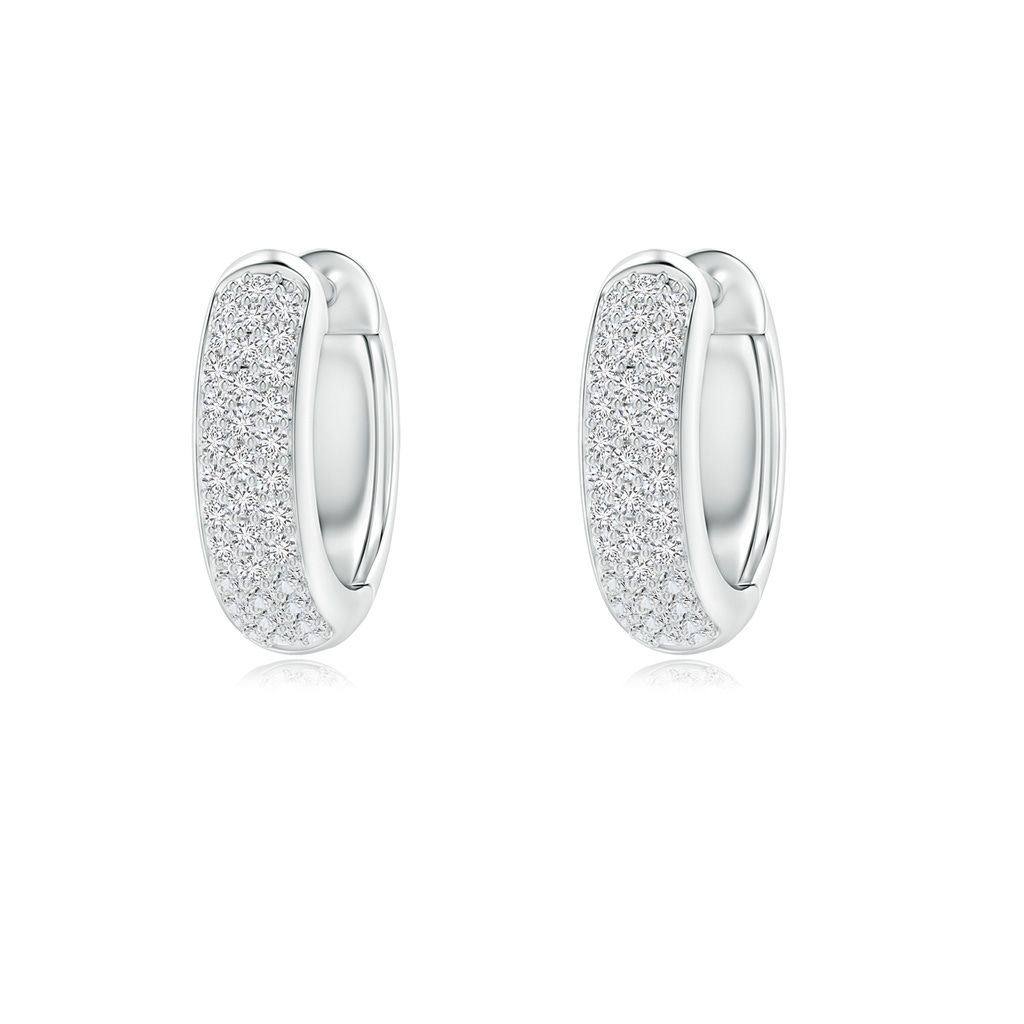 0.95mm HSI2 Diamond Triple-Row Huggie Hoop Earrings in White Gold