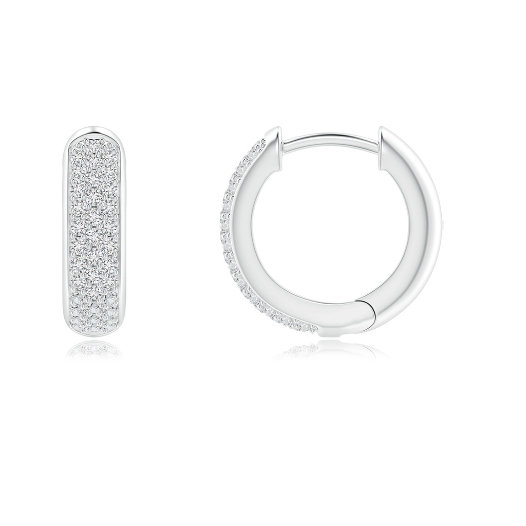 0.95mm HSI2 Diamond Triple-Row Huggie Hoop Earrings in White Gold Side-1