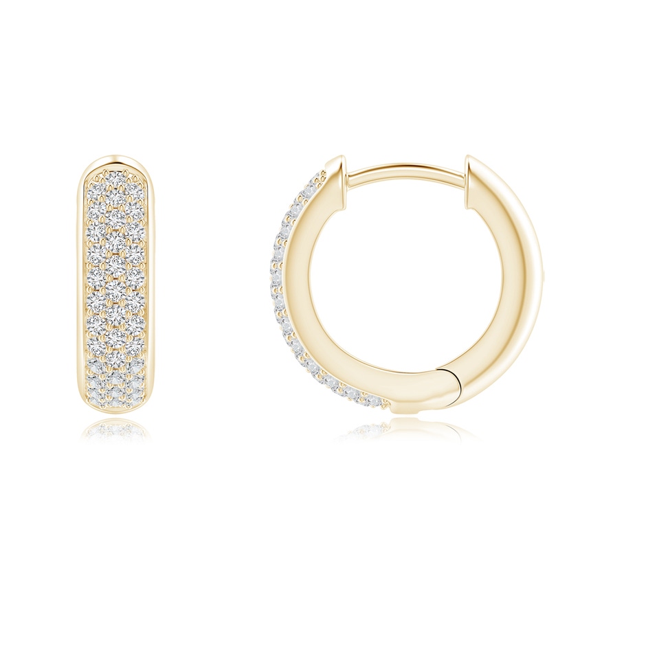 0.95mm HSI2 Diamond Triple-Row Huggie Hoop Earrings in Yellow Gold side-1