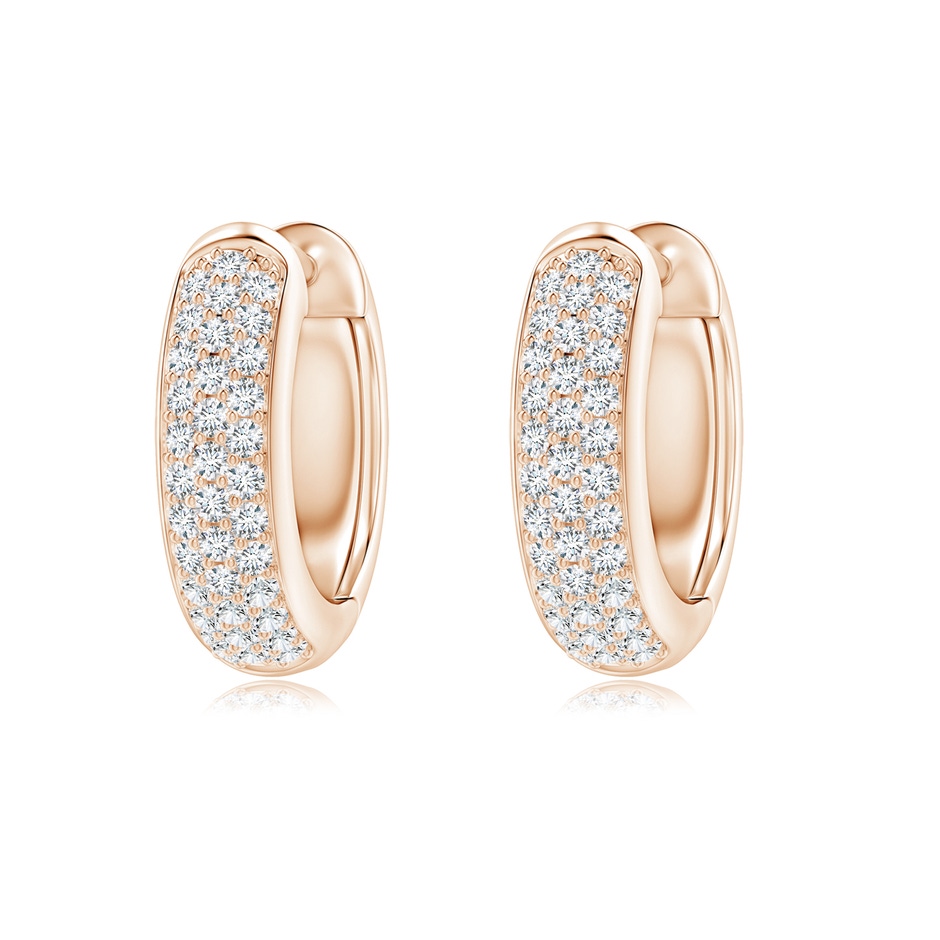 1.15mm GVS2 Diamond Triple-Row Huggie Hoop Earrings in Rose Gold 