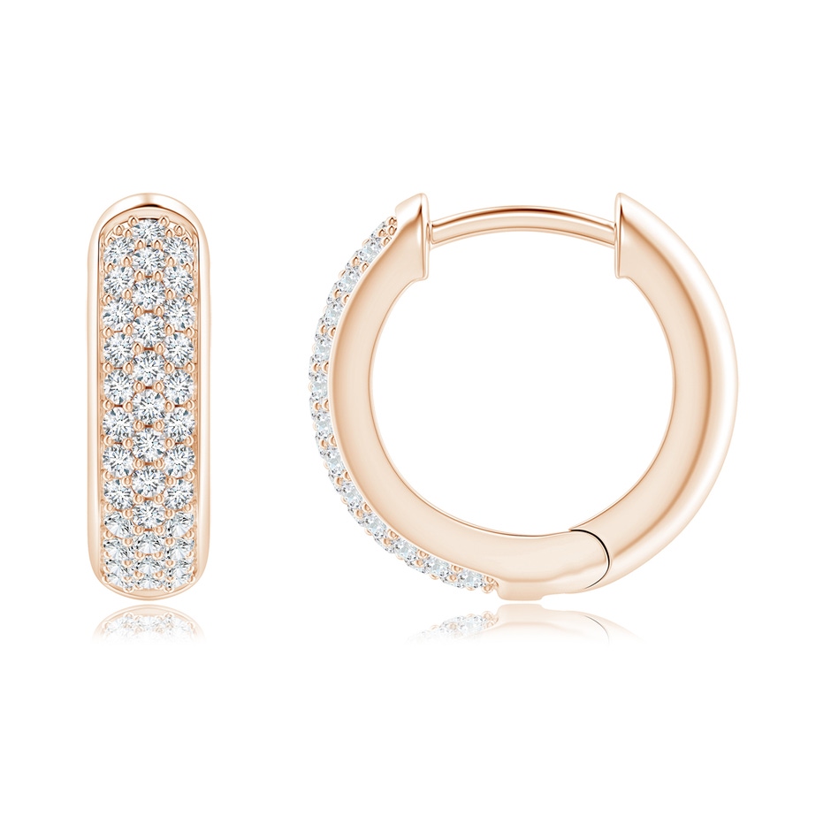 1.15mm GVS2 Diamond Triple-Row Huggie Hoop Earrings in Rose Gold side-1