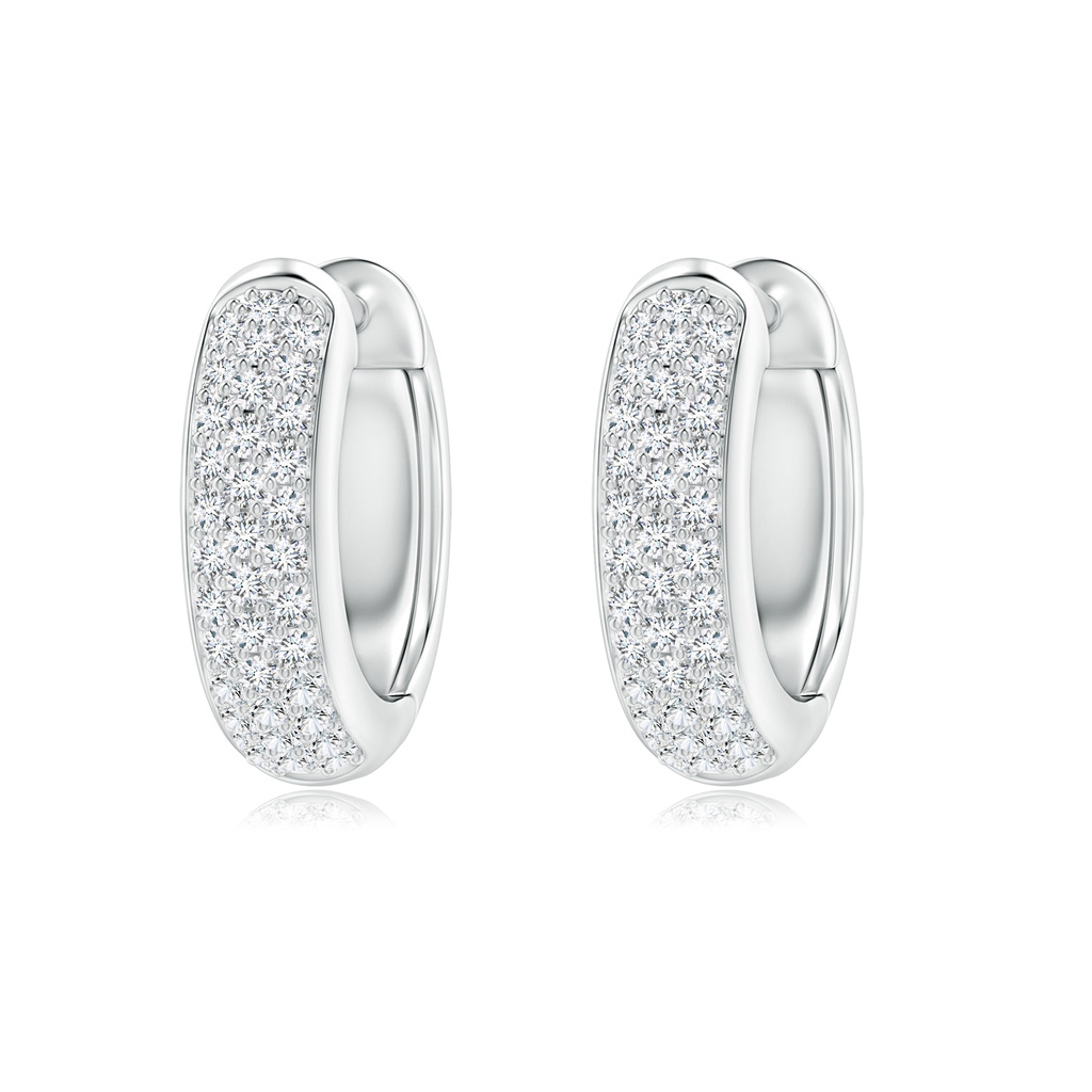 1.15mm GVS2 Diamond Triple-Row Huggie Hoop Earrings in White Gold