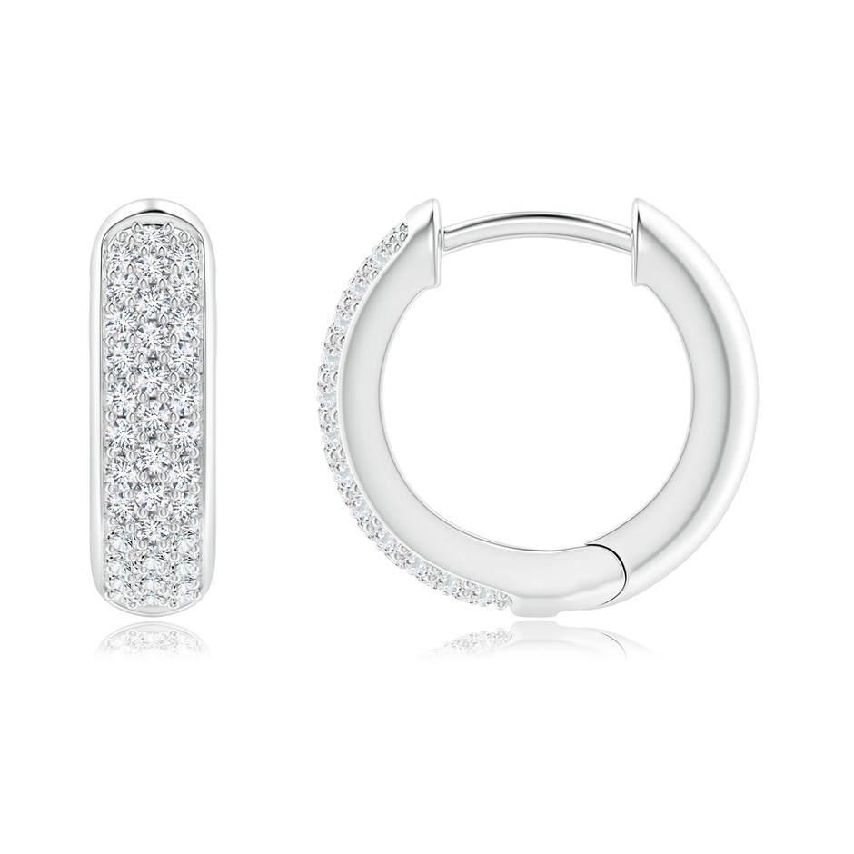 1.15mm GVS2 Diamond Triple-Row Huggie Hoop Earrings in White Gold side-1