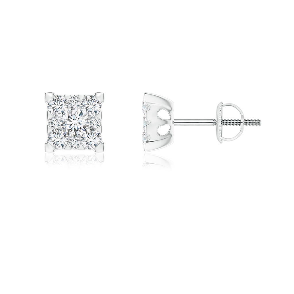 2.7mm GVS2 Pressure-Set Diamond Square Clustre Stud Earrings in P950 Platinum