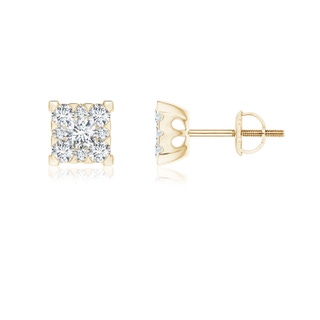 2.7mm GVS2 Pressure-Set Diamond Square Clustre Stud Earrings in Yellow Gold