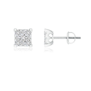 2.7mm HSI2 Pressure-Set Diamond Square Clustre Stud Earrings in White Gold