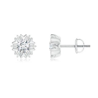 4.1mm GVS2 Prong-Set Solitaire Diamond Snowflake Stud Earrings in P950 Platinum
