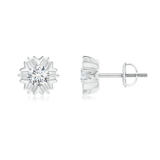 4.1mm GVS2 Prong-Set Solitaire Diamond Snowflake Stud Earrings in White Gold