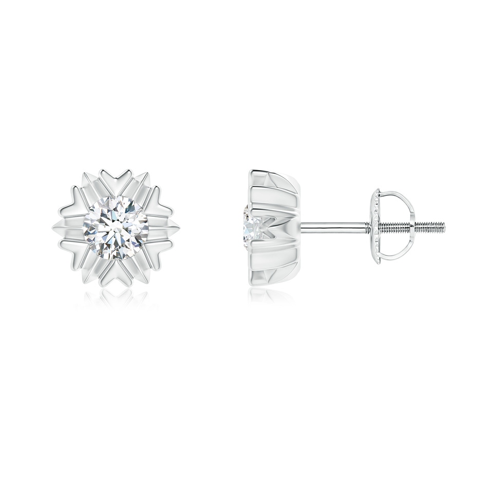 4.1mm GVS2 Prong-Set Solitaire Diamond Snowflake Stud Earrings in White Gold 