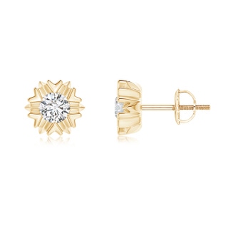 4.1mm HSI2 Prong-Set Solitaire Diamond Snowflake Stud Earrings in Yellow Gold
