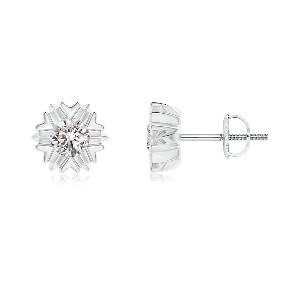 4.1mm IJI1I2 Prong-Set Solitaire Diamond Snowflake Stud Earrings in White Gold 