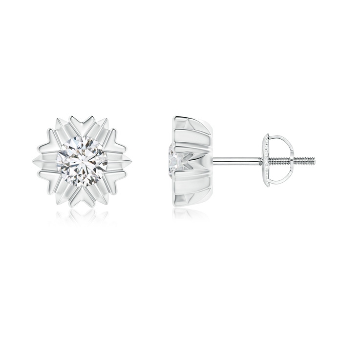 4.5mm HSI2 Prong-Set Solitaire Diamond Snowflake Stud Earrings in White Gold