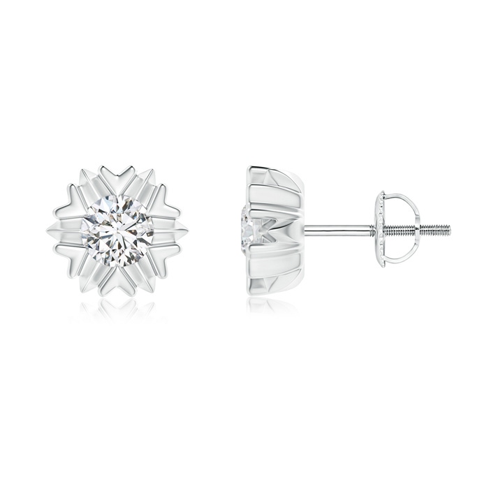 4.5mm HSI2 Prong-Set Solitaire Diamond Snowflake Stud Earrings in White Gold 