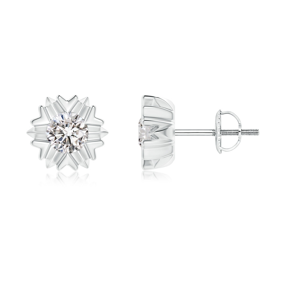 4.5mm IJI1I2 Prong-Set Solitaire Diamond Snowflake Stud Earrings in White Gold 