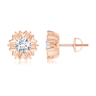5.1mm GVS2 Prong-Set Solitaire Diamond Snowflake Stud Earrings in Rose Gold