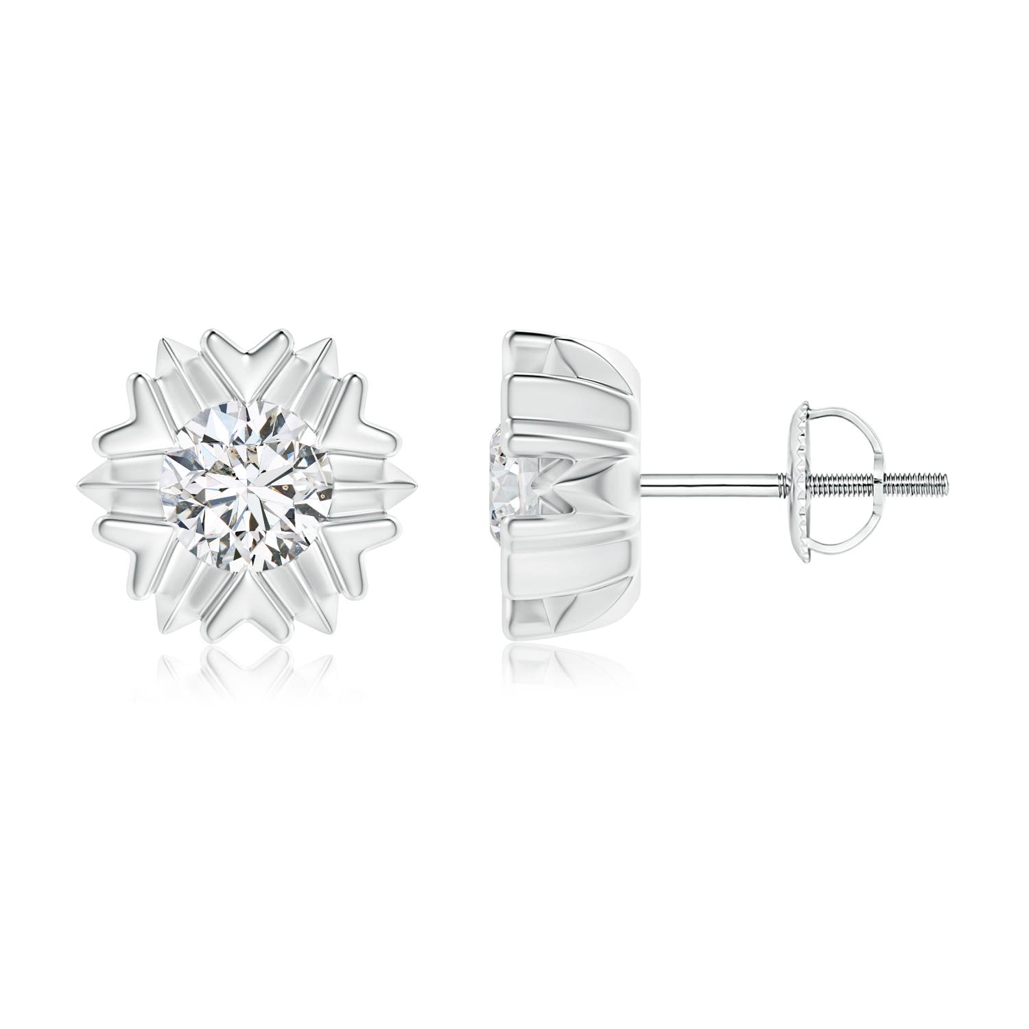 5.1mm HSI2 Prong-Set Solitaire Diamond Snowflake Stud Earrings in White Gold