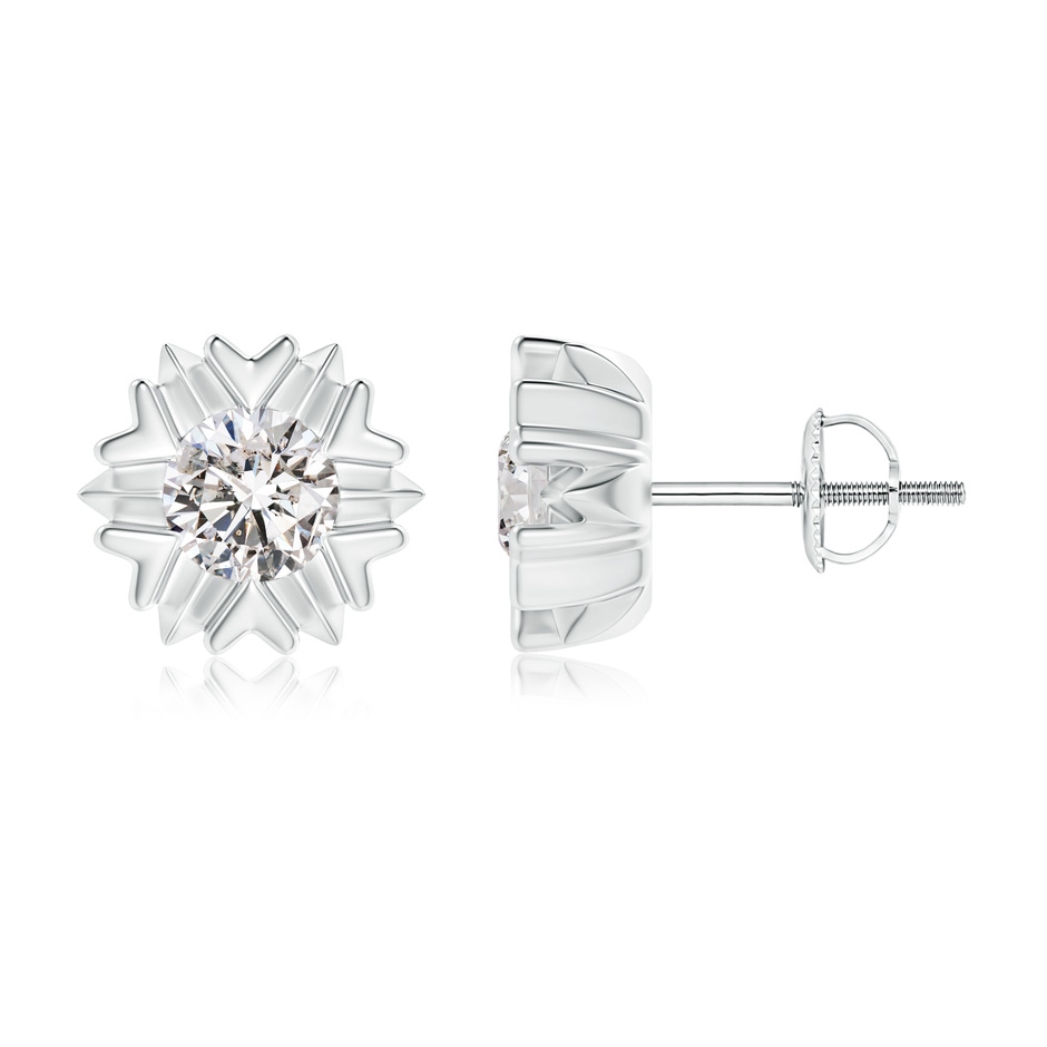 5.1mm IJI1I2 Prong-Set Solitaire Diamond Snowflake Stud Earrings in White Gold 