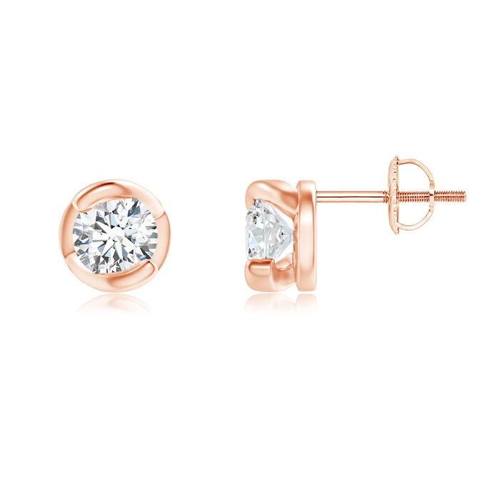 4.1mm GVS2 Spiral-Framed Diamond Solitaire Stud Earrings in Rose Gold 