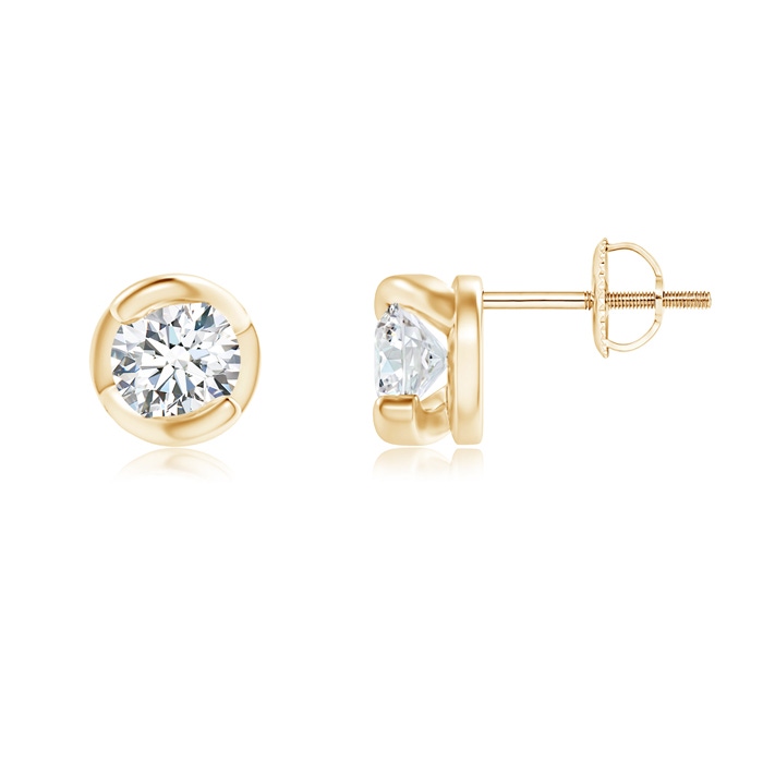 4.1mm GVS2 Spiral-Framed Diamond Solitaire Stud Earrings in Yellow Gold 