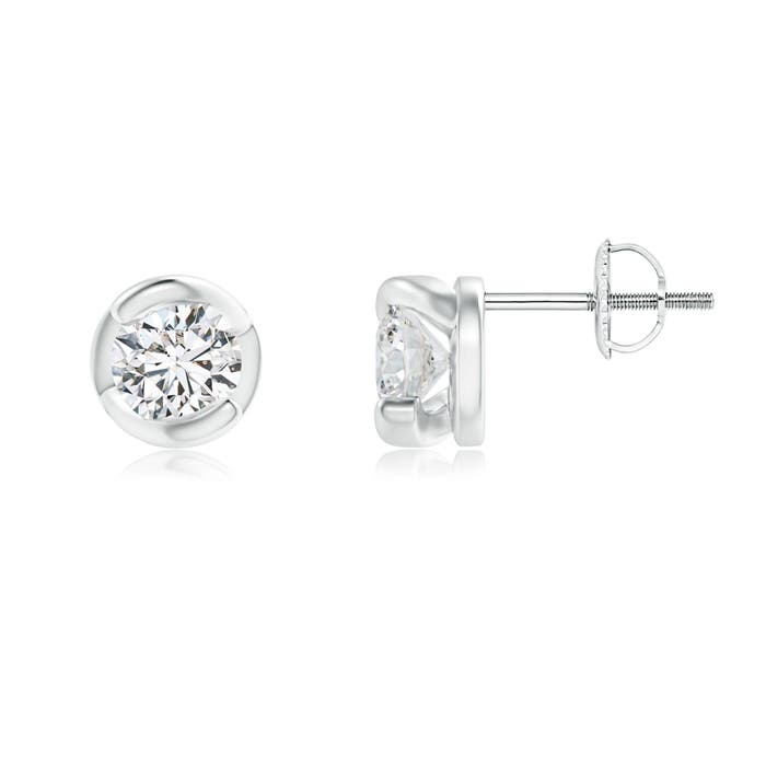 4.1mm HSI2 Spiral-Framed Diamond Solitaire Stud Earrings in P950 Platinum