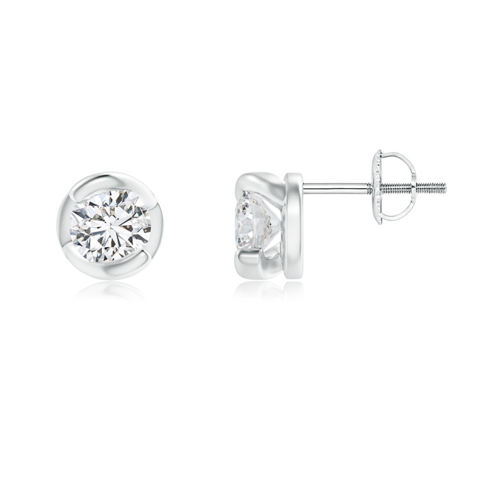 4.1mm HSI2 Spiral-Framed Diamond Solitaire Stud Earrings in White Gold 