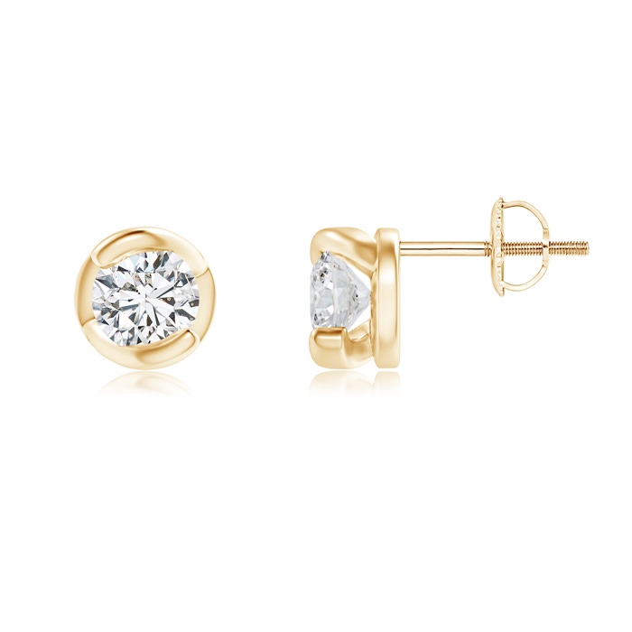 4.1mm HSI2 Spiral-Framed Diamond Solitaire Stud Earrings in Yellow Gold 