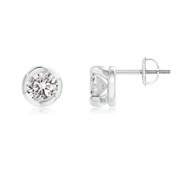 4.1mm IJI1I2 Spiral-Framed Diamond Solitaire Stud Earrings in White Gold 