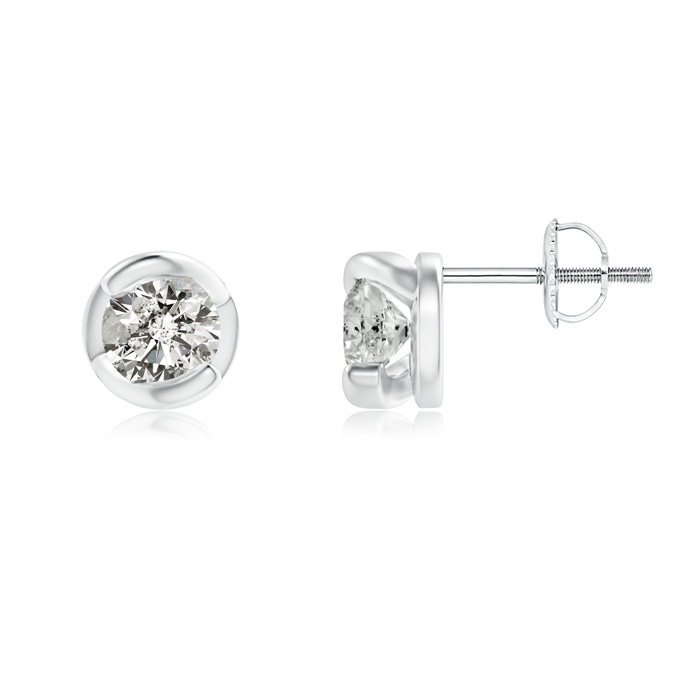 4.1mm KI3 Spiral-Framed Diamond Solitaire Stud Earrings in White Gold 
