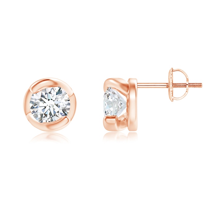 4.5mm GVS2 Spiral-Framed Diamond Solitaire Stud Earrings in Rose Gold 