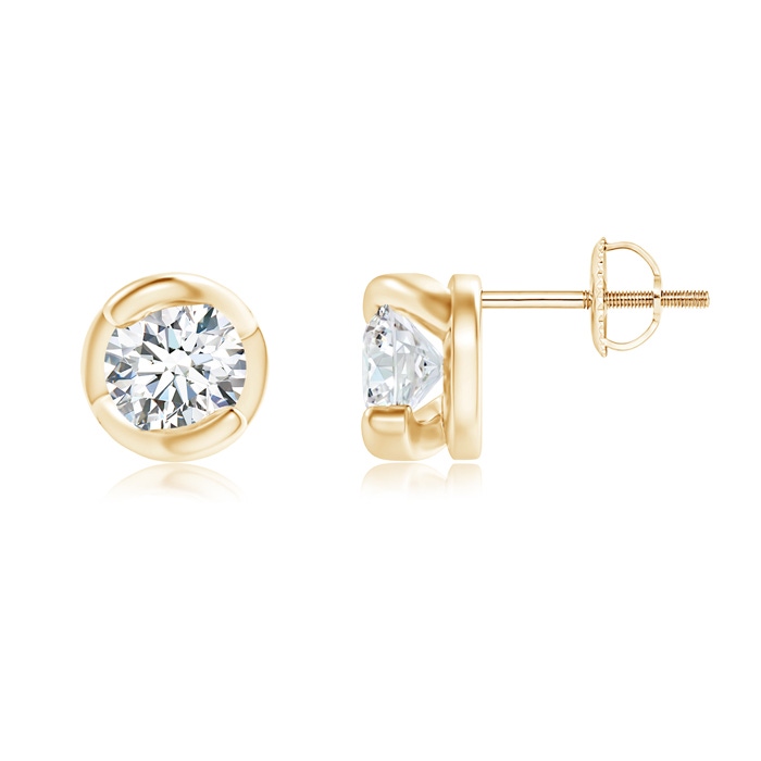 4.5mm GVS2 Spiral-Framed Diamond Solitaire Stud Earrings in Yellow Gold