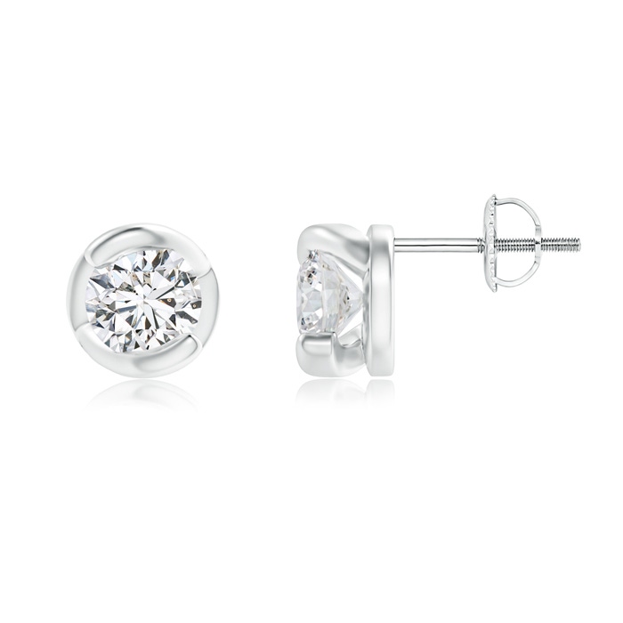 4.5mm HSI2 Spiral-Framed Diamond Solitaire Stud Earrings in White Gold 