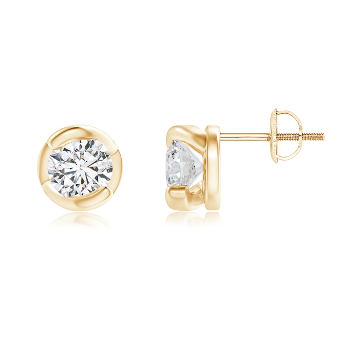 4.5mm HSI2 Spiral-Framed Diamond Solitaire Stud Earrings in Yellow Gold