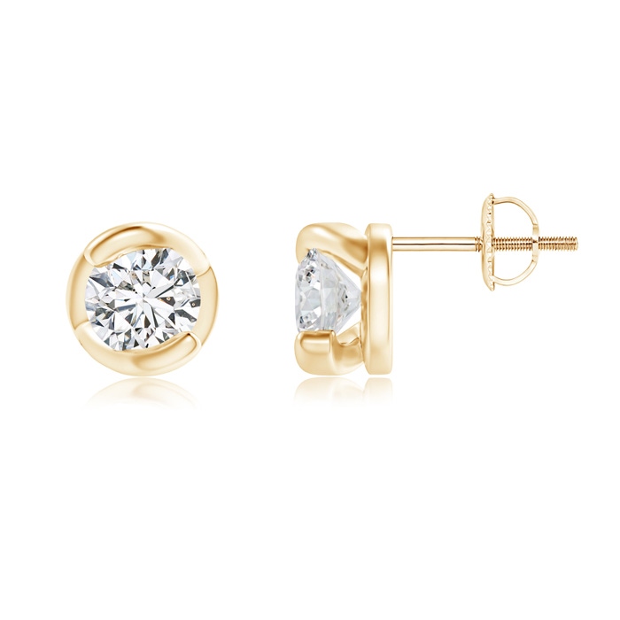 4.5mm HSI2 Spiral-Framed Diamond Solitaire Stud Earrings in Yellow Gold 