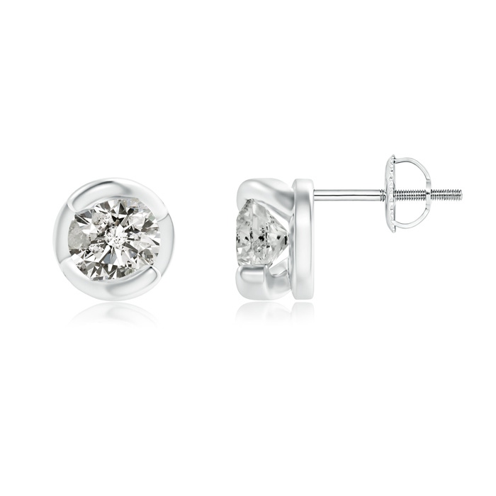 4.5mm KI3 Spiral-Framed Diamond Solitaire Stud Earrings in White Gold 