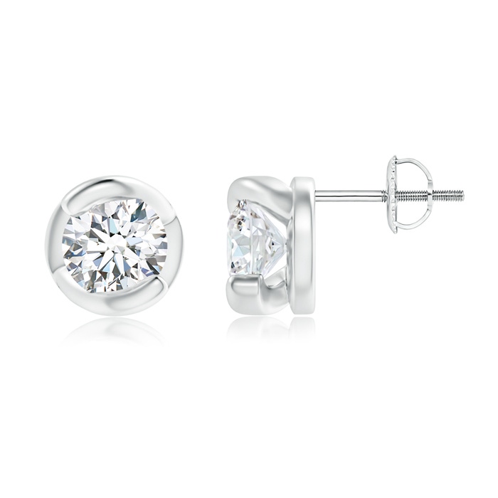 5.1mm GVS2 Spiral-Framed Diamond Solitaire Stud Earrings in P950 Platinum 