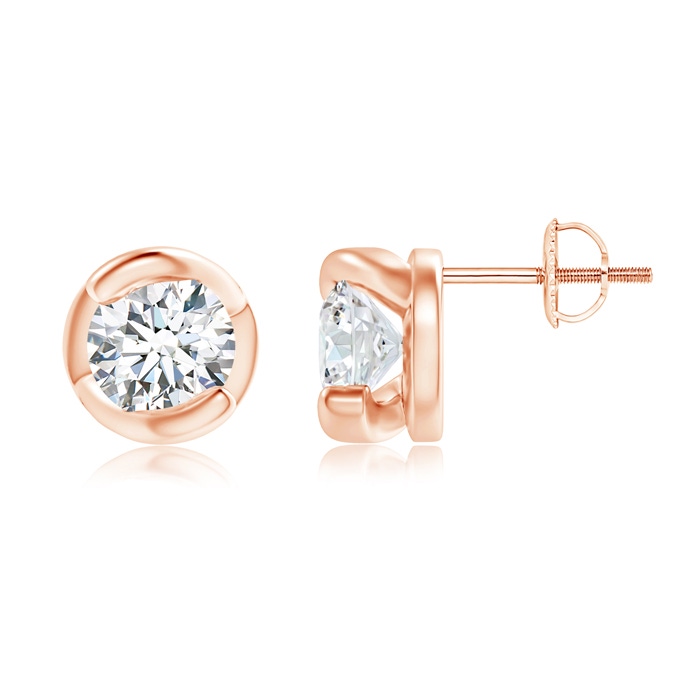 5.1mm GVS2 Spiral-Framed Diamond Solitaire Stud Earrings in Rose Gold 