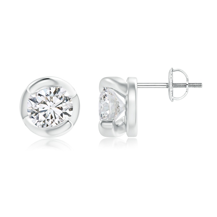 5.1mm HSI2 Spiral-Framed Diamond Solitaire Stud Earrings in White Gold 