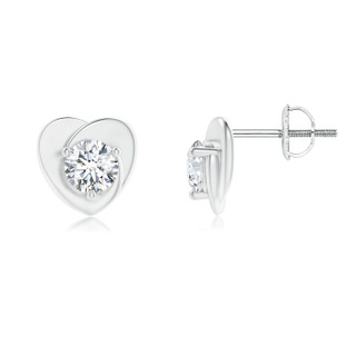 4.4mm GVS2 Solitaire Round Diamond Heart Stud Earrings in P950 Platinum