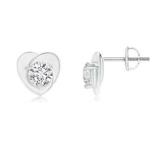 4.4mm HSI2 Solitaire Round Diamond Heart Stud Earrings in P950 Platinum